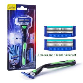 Shaver 4-layer Men's Shaver-piece Manual Replacement Tool Holder Universal Three-layer Series (Option: Blue 2 Cutter Head)